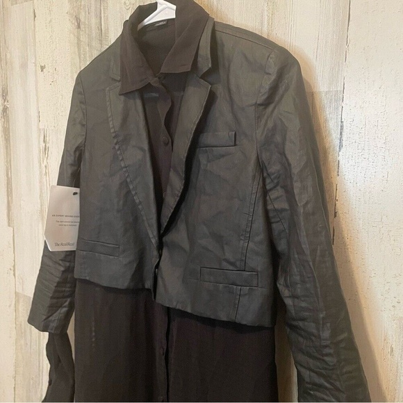 Alexander Wang Faux Leather Moto Jacket / Silk Blouse size 4 Black - Picture 3 of 7